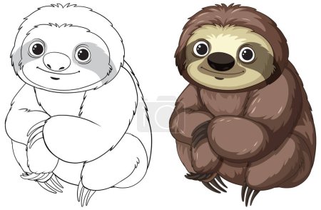 Illustration for Vector illustration of a sloth, colored and outlined. - Royalty Free Image