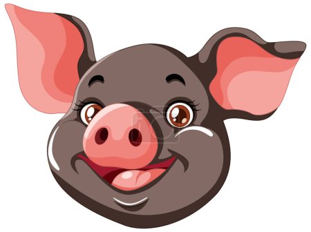 Téléchargez les photos : Graphique vectoriel du visage d'un cochon souriant - en image libre de droit