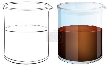 Illustration for Vector illustration of a glass, empty and filled - Royalty Free Image