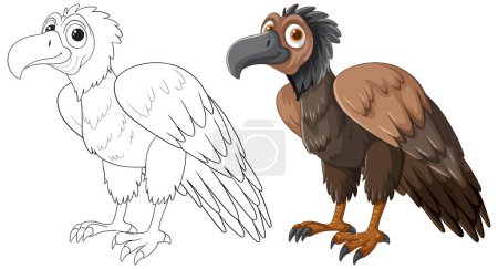 Téléchargez les illustrations : Illustration vectorielle d'un vautour, coloré et contour. - en licence libre de droit