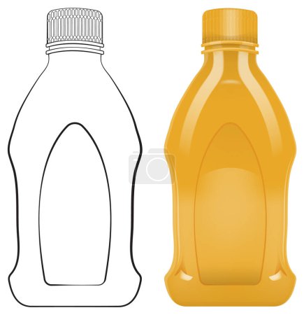 Outlined and colored honey bottle vectors
