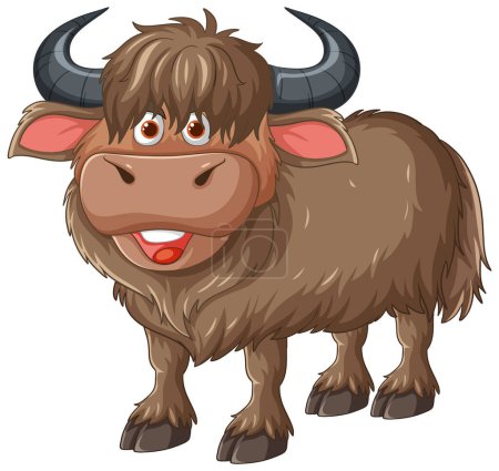Illustration for A friendly, smiling yak in a vector graphic style. - Royalty Free Image