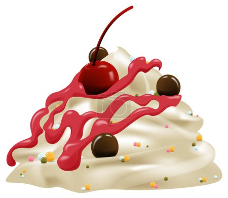 Téléchargez les illustrations : Illustration vectorielle d'un dessert avec garnitures - en licence libre de droit