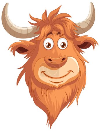 Téléchargez les photos : Graphique vectoriel d'un caractère yak stylisé et souriant - en image libre de droit