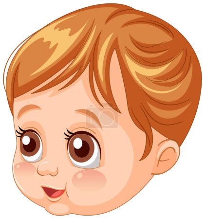 Ilustración de Cara de bebé linda y sonriente con ojos grandes - Imagen libre de derechos