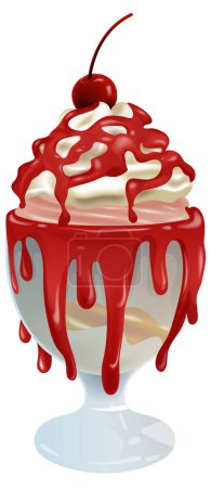 Vector illustration of a delicious ice cream sundae