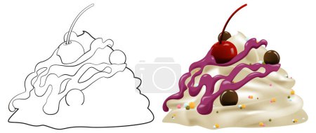 Illustration for Vector illustration of a dessert with toppings - Royalty Free Image