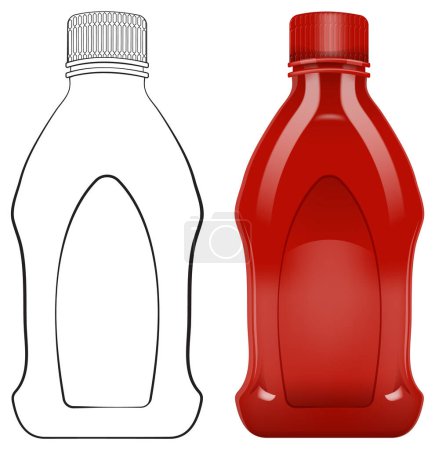 Illustration for Vector illustration of empty and full ketchup bottles - Royalty Free Image