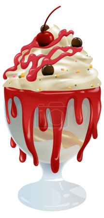 Téléchargez les illustrations : Illustration vectorielle d'une crème glacée tentante sundae - en licence libre de droit