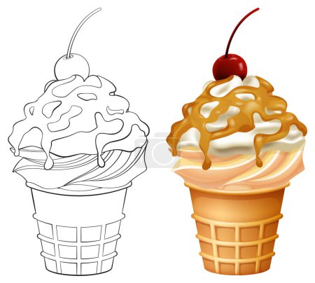 Illustration for Vector illustration of a soft serve ice cream cone - Royalty Free Image