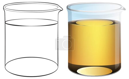 Illustration for Vector art of a beaker, one empty, one full. - Royalty Free Image