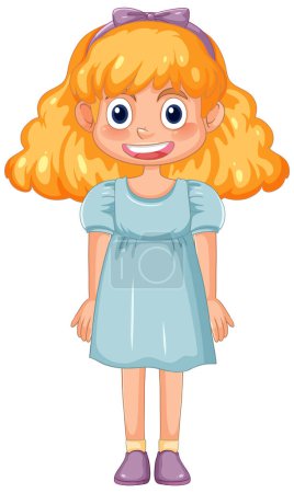 Vector illustration of a happy, smiling young girl.