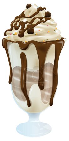 Vektorillustration eines mit Schokolade überzogenen Eisbechers