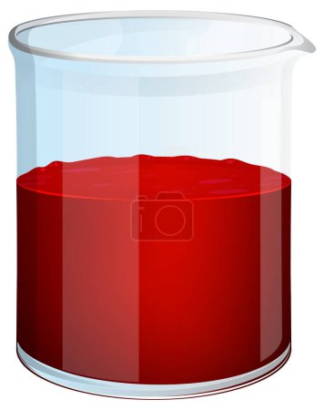 Téléchargez les illustrations : Conteneur transparent rempli de liquide rouge vibrant - en licence libre de droit