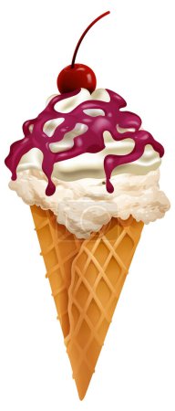 Téléchargez les illustrations : Graphique vectoriel d'un délicieux cône de crème glacée - en licence libre de droit