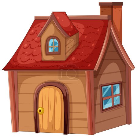 Illustration for Colorful illustration of a small cartoon house - Royalty Free Image