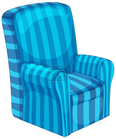 Téléchargez les photos : Graphique vectoriel d'un confortable fauteuil bleu rayé - en image libre de droit