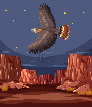 Majestuoso pájaro volando en un cañón desierto