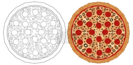 Ilustración de Ilustración vectorial de una pizza de pepperoni. - Imagen libre de derechos