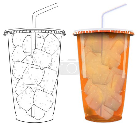 Ilustración vectorial de una bebida helada refrescante.