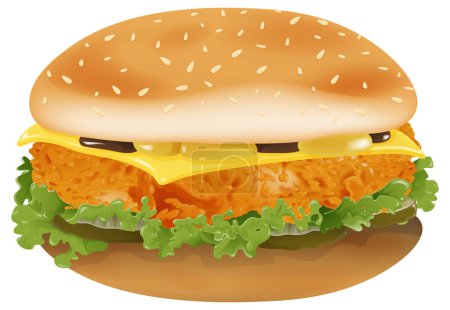 Vector illustration of a tasty chicken burger