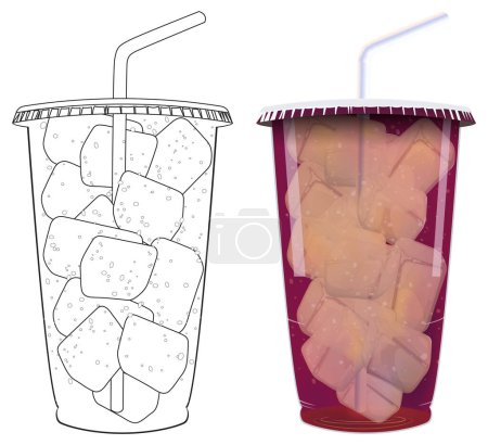 Illustration for Vector illustration of a refreshing iced beverage. - Royalty Free Image