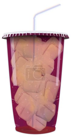 Illustration for Vector illustration of a cold beverage with ice - Royalty Free Image