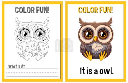 Coloring and educational activity with cute owl