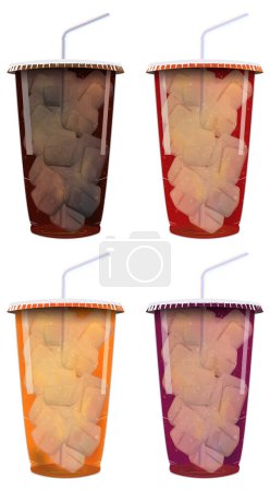 Téléchargez les illustrations : Quatre tasses de thé glacé avec des gradients colorés - en licence libre de droit