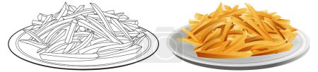 Ilustración de Vector y estilos realistas de papas fritas en platos - Imagen libre de derechos