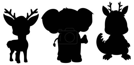 Illustration for Vector silhouettes of three cute animals - Royalty Free Image