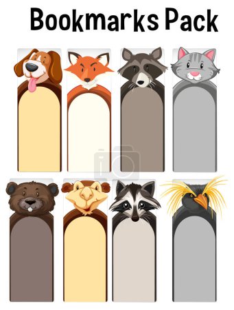 Ilustración de Marcadores coloridos con varios animales lindos - Imagen libre de derechos