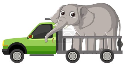 Illustration for Vector illustration of an elephant in a truck - Royalty Free Image