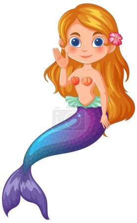 Colorful vector illustration of a friendly mermaid
