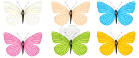 Illustration for Six vibrant butterflies in various colors - Royalty Free Image