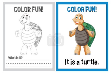 Illustration for Coloring pages featuring a cartoon turtle - Royalty Free Image