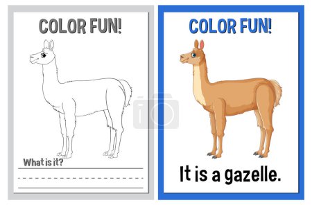 Ilustración de Actividad para colorear y aprender con animales - Imagen libre de derechos