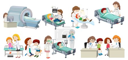 Vector illustrations of various medical scenarios