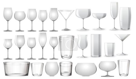 Vector illustration of diverse types of glassware