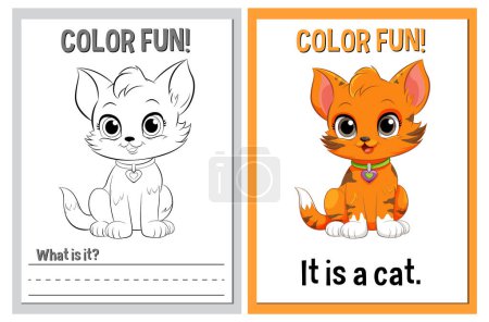 Coloring and learning activity with cute cat