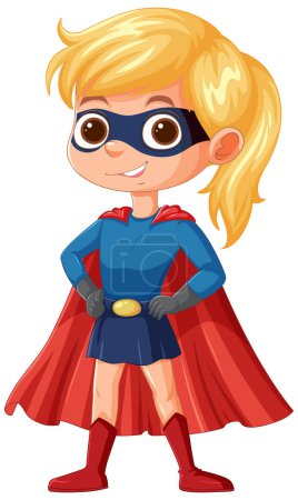 Illustration for Cartoon of a child dressed as a superhero - Royalty Free Image
