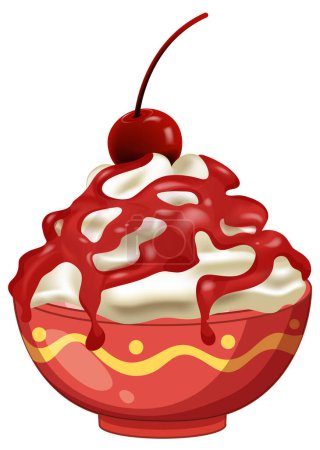 Vector illustration of a cherry topped sundae
