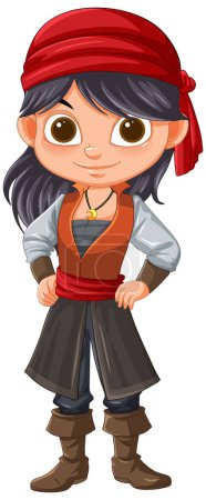 Ilustración de Ilustración vectorial de una joven vestida de pirata - Imagen libre de derechos