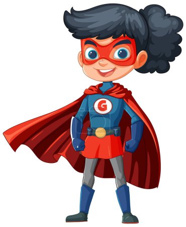 Cartoon of a cheerful young superhero girl