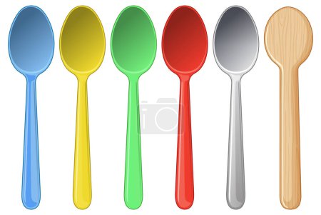Illustration for Variety of colorful spoons in a row - Royalty Free Image