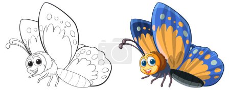 Téléchargez les illustrations : Illustration vectorielle d'un papillon vibrant et coloré - en licence libre de droit