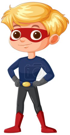 Cartoon of a boy dressed as a superhero