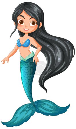Illustration for Vector illustration of a smiling young mermaid - Royalty Free Image