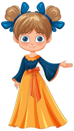 Illustration for Smiling girl with blue bows and dress - Royalty Free Image