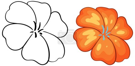 Téléchargez les illustrations : Deux fleurs, une simple et une détaillée - en licence libre de droit